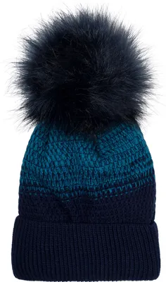 Produktbild von styleBREAKER Damen Strick Bommelmütze mit Farbverlauf und Fleece Futter, Winter Fellbommel Mütze, Strickmütze 04024205