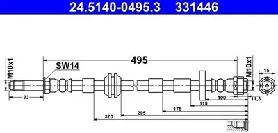 Produktbild von ATE 24.5140-0495.3 Bremsschlauch Vorne für AUDI A8 (4H2, 4H8, 4HC, 4HL)