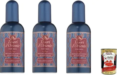 Produktbild von Tesori D'oriente Ebano e Ginseng 100ml, frischer und holzig-aromatischer Duft 3x100ml + Italian Gourmet polpa 400gr