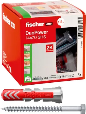 Produktbild von Fischer DuoPower 8 Stück Set of Wandsteckdosen of und Schrauben 70 mm