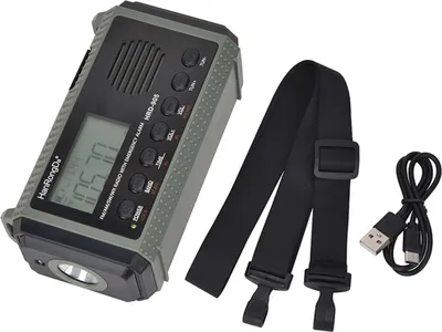 Zdjęcie produktu dla HanRongDa HRD-905 Radio wielopasmowe AM/FM/SW/WB – radio awaryjne do użytku na zewnątrz z alarmem SOS, latarką, lampką do czytania, korbką zasilaną energią słoneczną oraz ładowaniem typu C