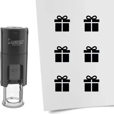 Produktbild von CombiCraft Selbstfärbender Stempel 'Geschenk' in der Farbe Schwarz, Ø10mm