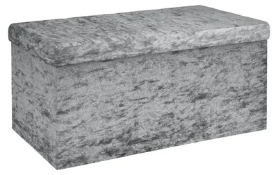 Klappbare Sitzbank 76x38x38 cm Samtgrau – Sitzwürfel mit Stauraum