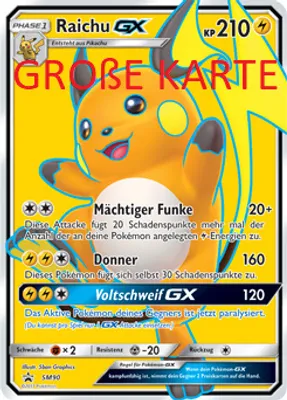Produktbild von Raichu GX Fullart (OVERSIZED KARTE!!!) SM90 Promo Pokemon Einzelkarten
