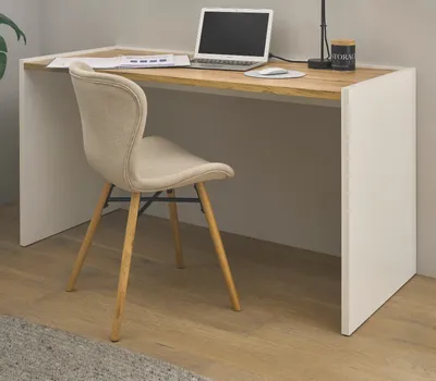 Produktbild von Schreibtisch Center in weiß und Wotan Eiche Laptoptisch für Homeoffice und Büro