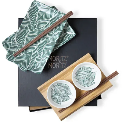Productafbeelding van Moritz & Moritz Sushi Set, 8-delig, groene bladeren