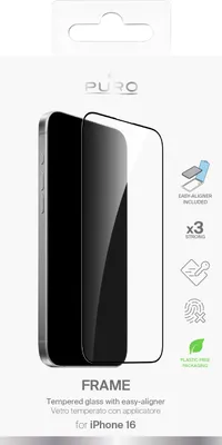 Zdjęcie produktu dla PURO PUSDGFRAIPHONE1661, Apple, iPhone 16, Odporny na uderzenia, Odporny na zadrapania, Nietłukące, Czarny, Przezroczysty, 1 szt.