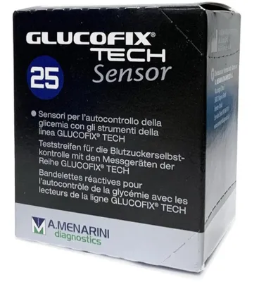 Produktbild von GlucoFix Tech Sensor Blutzuckerteststreifen 25 Stück - A. Menarini Diagnostics