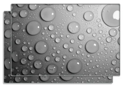 Produktbild von Wallario Frühstücksbrettchen 2er Set aus Glas, je 20 x 30 cm, mit rutschfesten Füßen, Motiv Wassertropfen in schwarz weiß