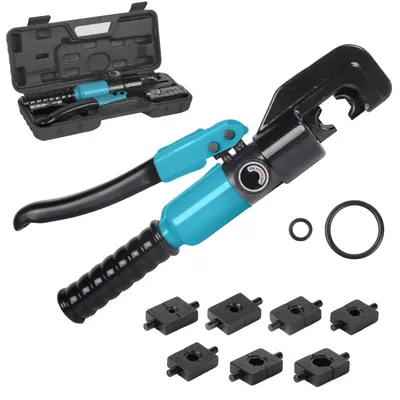 Image de Pince à sertir hydraulique manuelle, force de 8 tonnes, plage de sertissage 4-70 mm², bleu-noir
