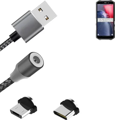 Produktbild von K-S-Trade Hochwertiges Magnet-Lade-kabel Sync-Kabel Daten-Kabel für Oukitel WP12 mit USB-Typ-C-Anschluss und Micro-USB-Anschluss 2A bis zu 480mbps