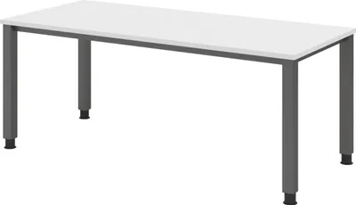 Produktbild von bümö Schreibtisch Serie-Q - Nachbildung: Weiß, Gestell: Graphit, Größe:  180 x 80 cm