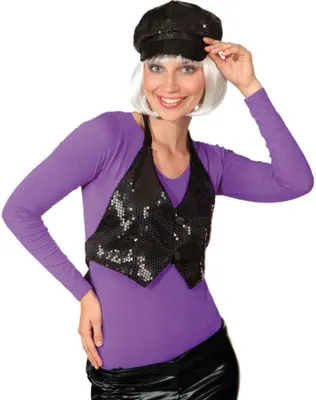 Produktbild von O9525 Damen schwarz Pailletten Weste Einheitsgröße