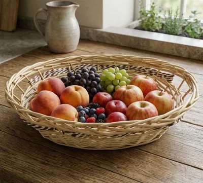 Produktbild von Schale aus Weide & Papierschnur, oval, 46 x 39 cm, Blumenschale, Obstschale