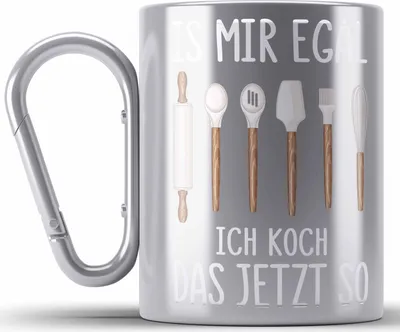 Produktbild von Trendation - Koch Edelstahl Tasse Karabiner Geschenk Ist Mir Egal Ich Koch Das Jetzt So Köchin Geschenkidee (Silber)