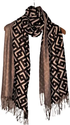 Produktbild von Damen Schal warme Strickschal Designer Muster 70x190cm mit Goldfaden Schals (5)