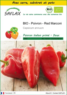 Image de SAFLAX Ensemble de culture -- Poivron - Red Marconi - 20 graines - Capsicum