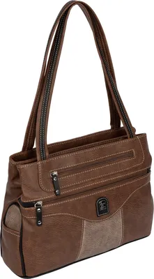 Produktbild von Damen Tasche Schultertasche Henkeltasche Handtasche Leder Optik BRAUN-TAN (15169)
