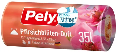Produktbild von Pely Zugbandbeutel Klimaneutral mit Pfirsichblütenduft 35L 12 Stück