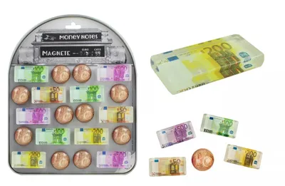 Produktbild von Trendhaus 2er Set Magnet Euro Design 1-Cent-Münze und 1 "Schein" - ca. 3,5-5,5cm, Glas und Magnet
