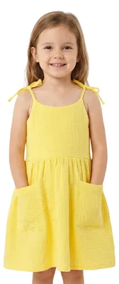 Produktbild von Sommerkleid für Mädchen – 100 % Baumwolle,  Größe  110,   Alter 5 Jahre, Gelb, mit Trägern