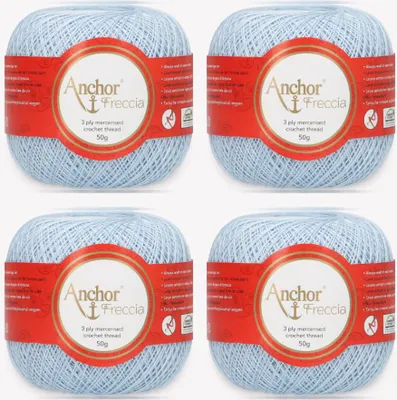 Image de 4 pelotes de fil Anchor Freccia 16 – fil de coton fin pour le crochet (couleur 00128)