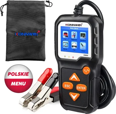 Zdjęcie produktu dla Tester Akumulatorów Konnwei KW650 LCD Miernik Cyfrowy 6V 12V Polskie Menu