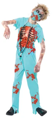 Zombie-Chirurg Kostüm Kinder Gr. M (7-9 J.) inkl. Zubehör