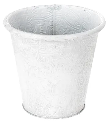 Produktbild von Pflanztopf Übertopf Metall Gefäß Weiß Ø15,5cm H14,5cm