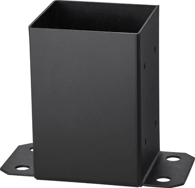 Immagine prodotto di Base per palo 4x4, 10 pezzi, dimensioni interne 3,6x3,6 Staffe per base per palo, ancoraggio per palo verniciato a polvere per impieghi gravosi, nero opaco Staffe per palo in legno per supporto ringhiera terrazza padiglione Piastra di base per terrazza