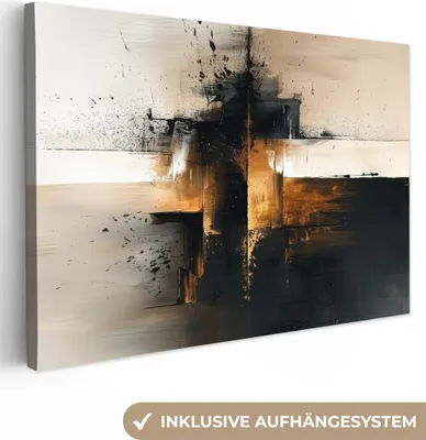 Obrázek produktu pro OneMillionCanvasses® - Obrazy na plátně - Moderní - Černá - Barva - Zlatá, Fototapeta, nástěnné dekorace obrazy obývací pokoj, 60x40cm