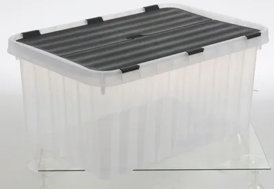 Produktbild von Aufbewahrungsbox mit Klappdeckel 16 Liter – Stapelbare Kunststoffbox – Ordnungsbox ca. 43 x 29 x 20 cm