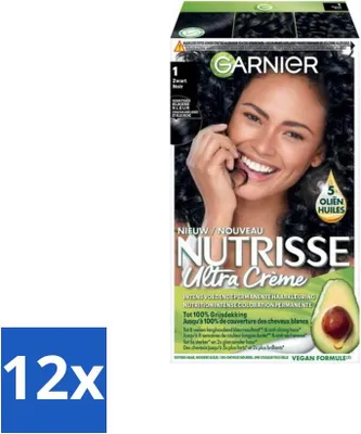 Imagen del producto de Garnier – Nutrisse Ultra Cream 1 – Tinte para el cabello – – Cuidado intensivo – Coloración permanente – Pack ahorro – 12 unidades