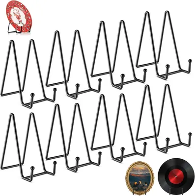Produktbild von 8 Metall-Tellerständer, Tellerhalter und Aufsteller für Bücher, Bilderrahmen und Dekoteller, Tischstaffelei aus Eisen für Fotos, Kunstwerke und Platten