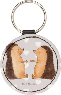 Produktbild von Mr. & Mrs. Panda Anhänger Igel Liebe - Grau Pastell - Geschenk, Schlüsselanhänger, Taschenbaumler, Taschenanhänger, schlüsselbund, Verheiratet, mini, Hochzeit, Partner