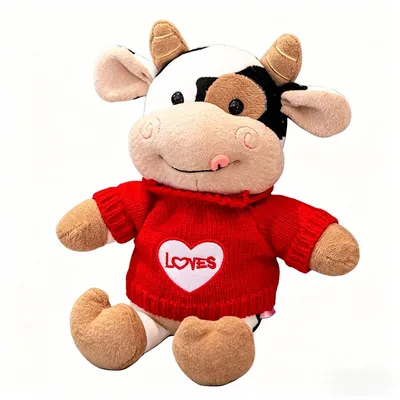 Produktbild von Kuh Kuscheltier 30 cm Plüschtier mit Pullover Weiches Stofftier