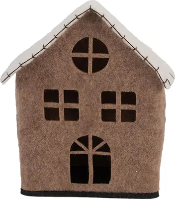 Image de Clayre & Eef Figurine de décoration Maison 17x9x19 cm Marron Textile