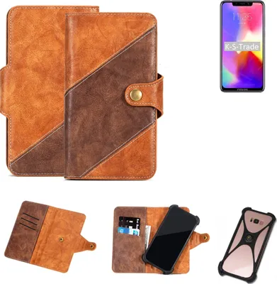 Produktbild von K-S-Trade Handy-Hülle Schutz-Hülle Bookstyle Case Wallet-Case kompatibel mit Motorola P30 Handy Cover Bumper Kantenschutz Smartphone dunkelbraun