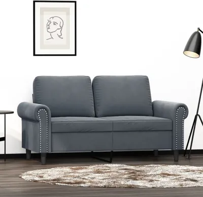 Produktbild von Design 2-Sitzer-Sofa Dunkelgrau 120 cm Samt, Schlafsofas 2024 Neu