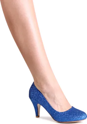 Produktbild von topschuhe24 432 Damen Glitzer Pumps Plateau, Farbe:Blau, Größe:38 EU