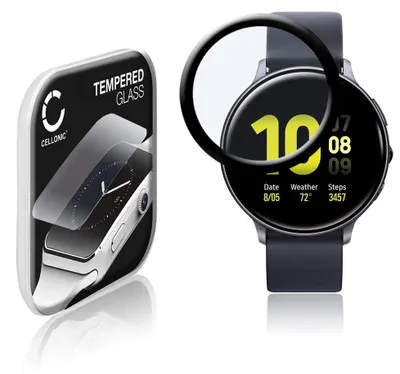 Immagine prodotto di Vetrino protettivo 9H CELLONIC compatibile con Samsung Galaxy Watch Active 2 (44mm) (3D Full Cover per smartwatch braccialetto fitness 0,33mm Full Glue) colore nero protezione display screen protector