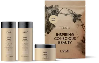 Productafbeelding van Lakme Teknia Reisset voor intensieve verzorging: Shampoo 100 ml, Conditioner 100 ml, Behandeling 50 ml
