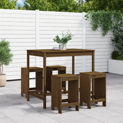 Produktbild von Cloris Designermöbel 5-tlg. Gartenbar-Set Honigbraun Massivholz Kiefer 2024 Neu
