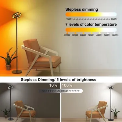 Produktbild von Stehlampe - Schwarz - 36W LED - Dimmbar - Höhe 190 cm - Für Wohnzimmer und Schlafzimmer
