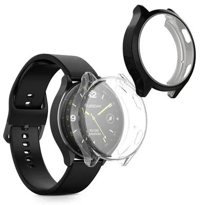 Produktbild von kwmobile 2x Silikon Hülle für Xiaomi Watch 2 Schutzhülle - Fullbody Display Cover Set aus Silikon - Schwarz Transparent