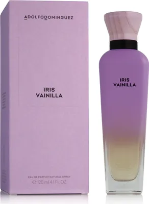 A perfume bottle and its packaging are displayed side-by-side against a white background.