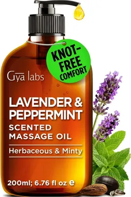 Productafbeelding van Labs Lavendel- en Pepermuntmassageoliën voor massage - Aromatherapieolie voor gespannen spieren en huid - Gemaakt met jojoba-, argan- en zonnebloemolie