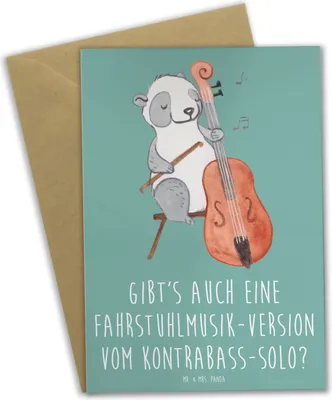 Produktbild von Mr. & Mrs. Panda Glückwunschkarte Kontrabass Solo - Meeresbrise - Geschenk, humorvolle Sprüche, kommunionskarte, weihnachtskarten, Streichinstrument, Musik, Jazzbands