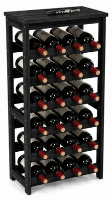 Imagen del producto de Relaxdays, estante para vino, capacidad para 24 botellas, madera de nogal, dimensiones: 82 x 40 x 24 cm, soporte para vino de pie, soporte para botellas de vino, color, Imagen generada por IA
