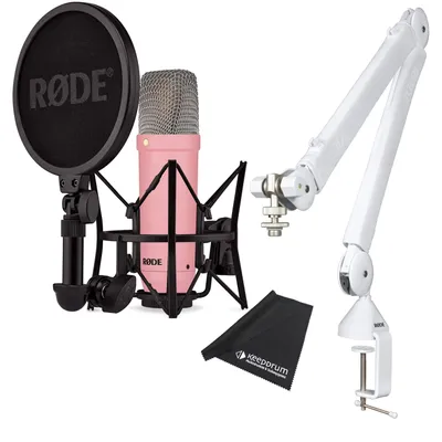 Produktbild von Rode NT1 Signature Pink Studio-Mikrofon Rosa mit PSA1 W Plus Gelenkarm-Stativ White
